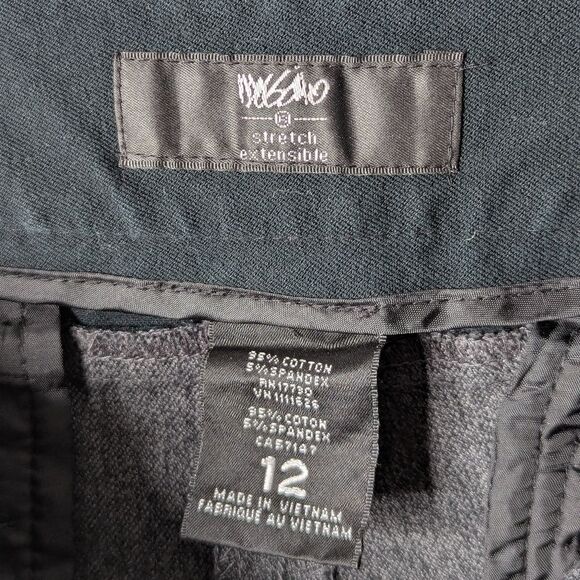 Vintage Mossimo Grey Black Mid Rise Stretch Cropped Tuxedo Trousers Size 12 - Picture 11 of 12